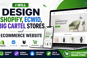 design ecwid big cartel shopify stores and professional ecommerce website