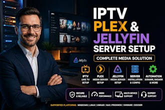 build a automated plex or jellyfin media server with iptv