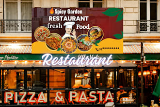 design restaurant banner, cafe menu and food menu design