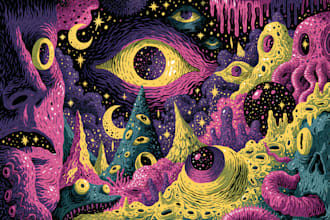 create mesmerizing psychedelic and trippy illustrations