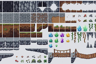 create pixel art tileset tilemap 2d platformer game environment asset pack indie