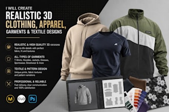 create realistic 3d clothing, apparel, garments and textile designs