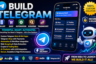 build telegram mini app telegram shop telegram automation scraping trading bot