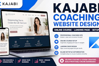 design kajabi coaching website design, onlino course, landing page and setup