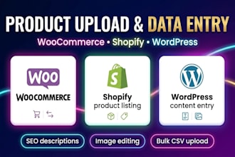 upload products on woocommerce, shopify and wordpress store
