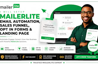 setup mailerlite email automation, sales funnel, opt in forms and landing page
