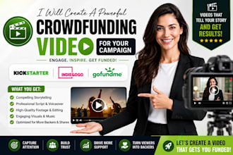 create a professional crowdfunding video for gofundme, kickstarter, or indiegogo