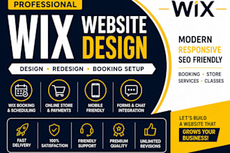 design wix website, redesign wix website, and create wix booking