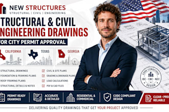be california texas georgia structural civil engineer for city permit drawings