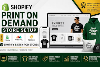 setup shopify print on demand esty printify gelato dropshipping store