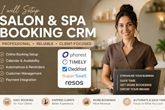 setup salon spa booking CRM phorest timely booker checkfront supersaas resos