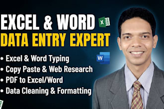 be your expert virtual assistant for excel and word data entry