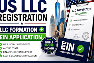 help with US llc registration, formation and ein application