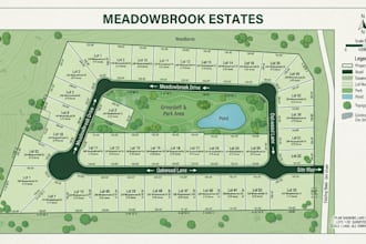 design a real estate map, property map, or land boundary plot map