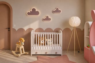 design aesthetic 3d interior for your kids room or nursery