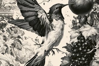 create detailed vintage engraving and etching illustrations