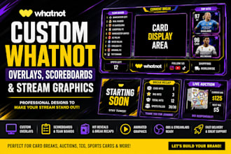 design custom whatnot overlays, scoreboards and stream graphics