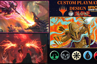 design custom playmat illustration, mtg, tcg, yugioh, pokemon, anime, card game