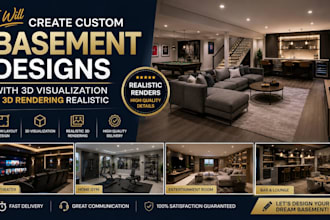 create custom basement designs with 3d visualization and 3d rendering realistic
