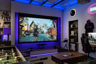 design a realistic 3d gaming room and gaming setup