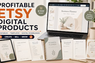 create profitable etsy digital products printables and templates