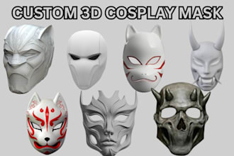design custom 3d cosplay mask anime mask oni mask fox cosplay mask 3d helmet stl