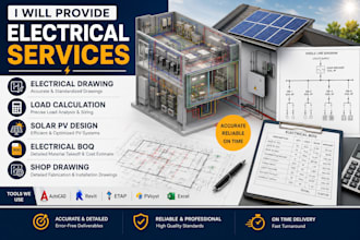 create electrical drawing, load calculation, solar pv design, boq and shop draw