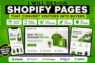 design shopify product page landing page with gempages zipify pagefly shogun