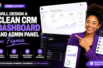 design a clean CRM dashboard and admin panel in figma