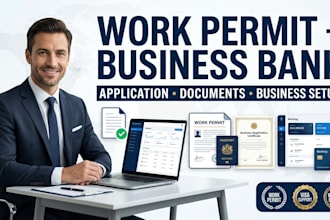 assist with work permit, visa and business bank account setup