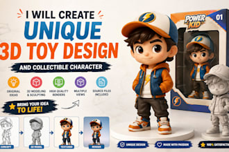 create a unique 3d toy design and collectible character