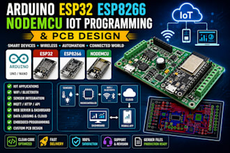 develop arduino esp32 esp8266 nodemcu iot programming and pcb design