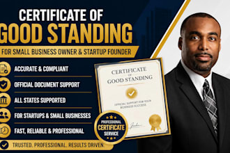 provide certificate of good standing for small business owner startup founder