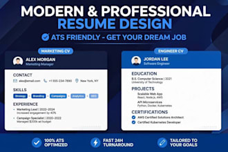 desing a modern ats professional CV and resume