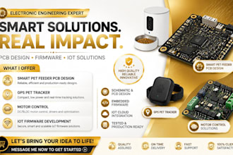 do smart pet feeder pcb design, gps pet tracker, motor control and iot firmware