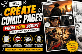 create comic pages from your script as a comic book artist