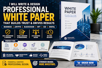 write and design white paper for business, crypto, blockchain, nft, ico, digital