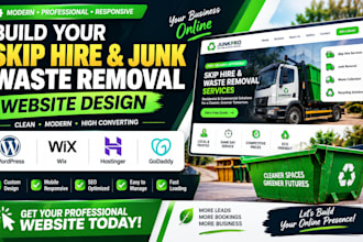 build wordpress wix hostinger godady skip hire junk waste removal website design