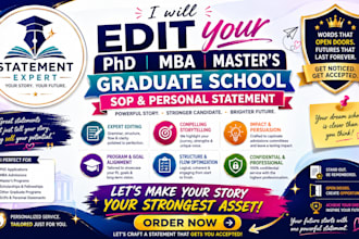 edit your phd MBA masters graduate school sop and personal statement