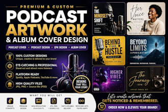 design podcast artwork, podcast design, podcast cover art epk album cover