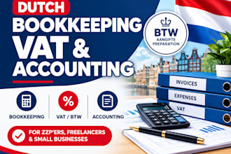 provide dutch quarterly bookkeeping, vat preparation and accounting