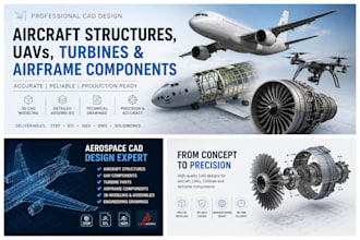 design aircraft structures, uavs ,turbines and airframe cad components