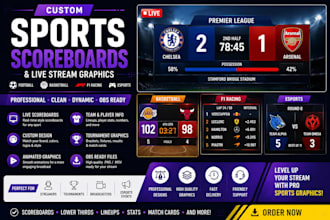 design professional sports scoreboards and live stream graphics