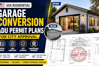 create USA residential garage conversion adu permit plans for city approval