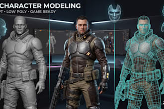 do 3d character modeling, 3d sculpting, metahuman and low poly model