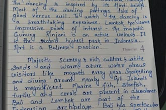 handwritten notes, assignments and creative artwork