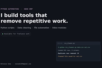 write python scripts for automation, data cleaning, odoo