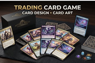 do card game design, trading card game, card game art, box design, board game