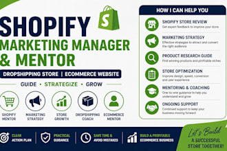setup shopify marketing manager and mentor dropshipping store ecommerce website