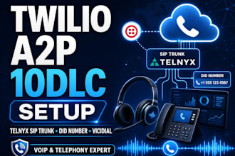 setup twilio a2p 10dlc account telynx sip trunk did number vicidial